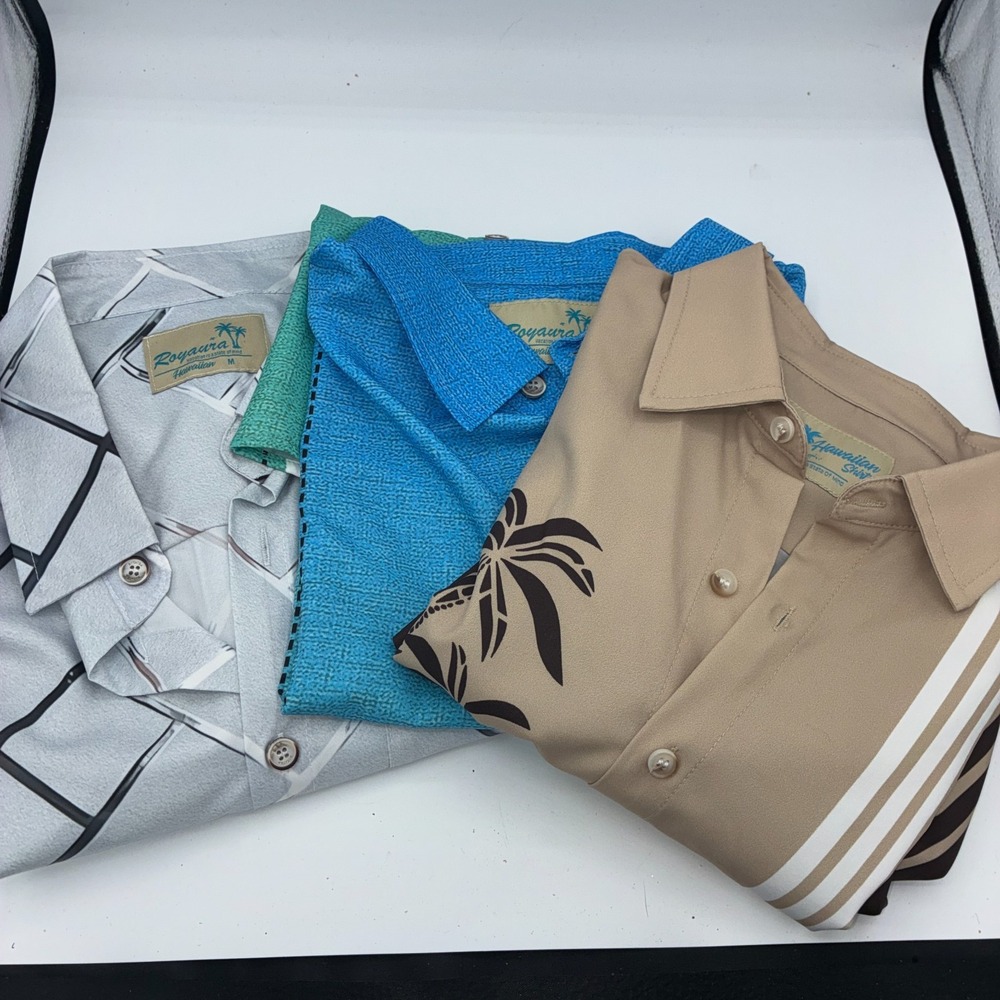 Royaura Hawaiian Lot 3 Shirts Mens Size M Aloha Button Up Bundle